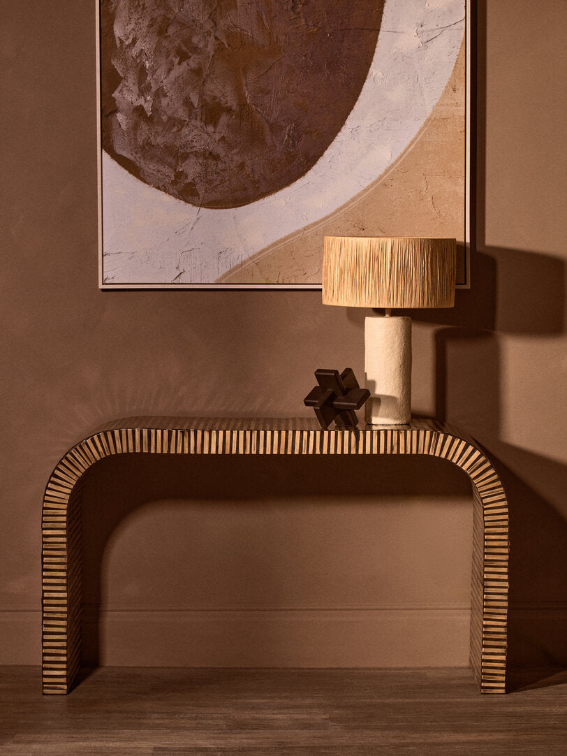 Milan Bamboo Inlay Curved Console Table