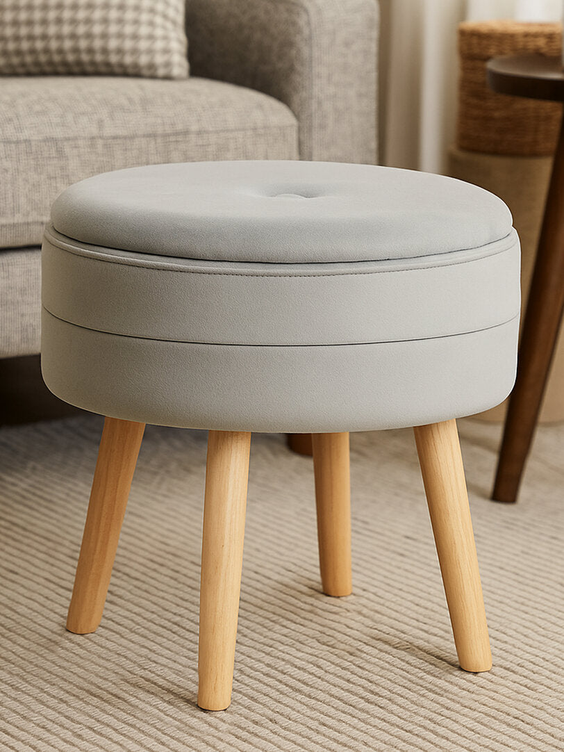 Cannes Grey Velvet Stool