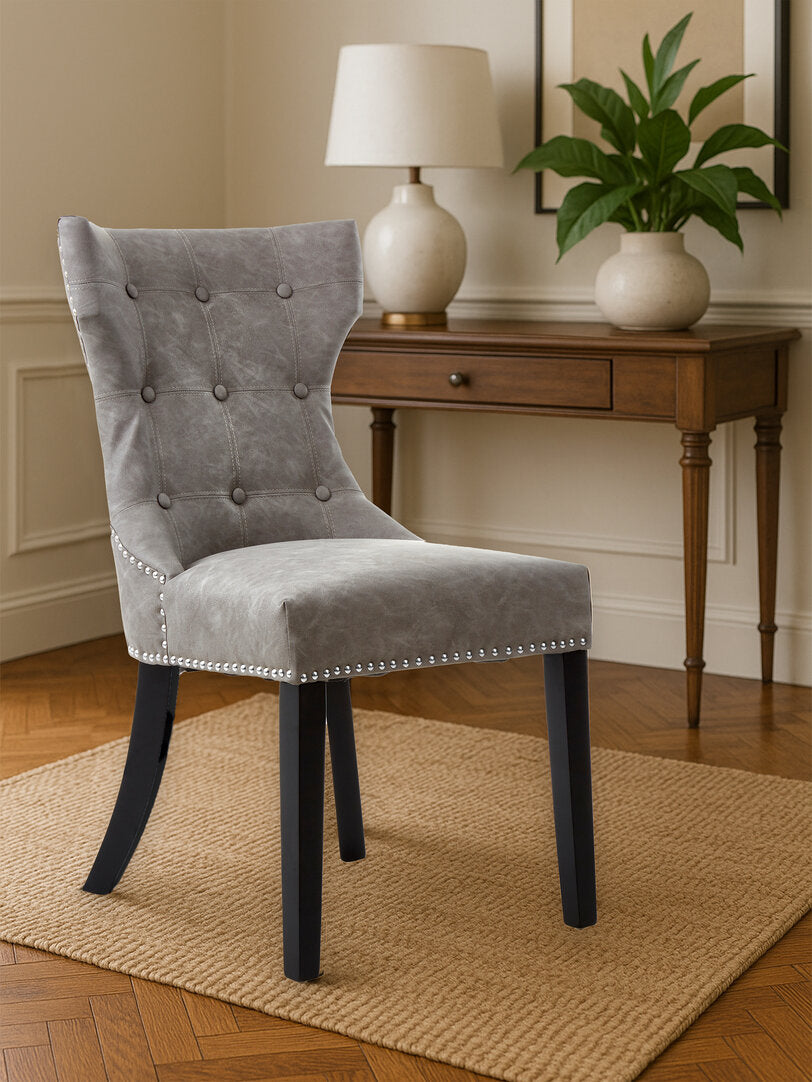 Balmoral Grey Leather Effect Dining Chair