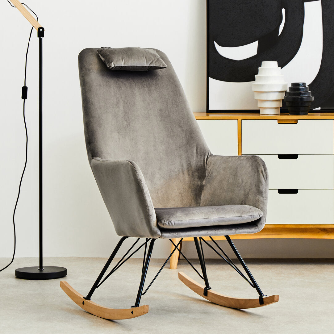 Richmond Grey Velvet Rocking Chair