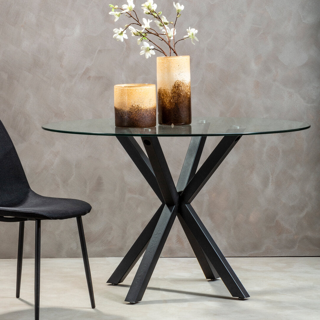 Sorrento Round Dining Table With Black Metal Legs