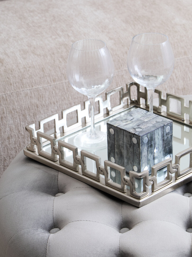 Chester Grey Velvet Round Tufted Footstool