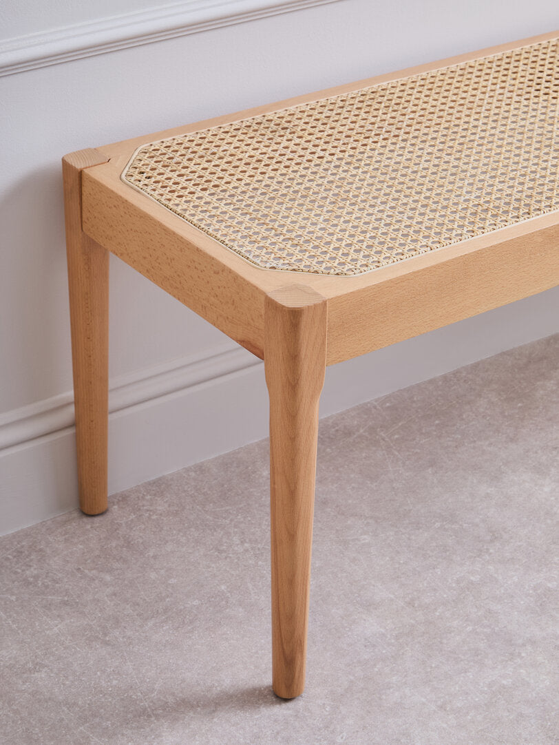 Stirling Natural Cane and Beech Wood Bench