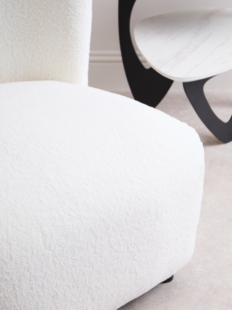 Carlton Ivory Boucle Effect Armless Lounge Chair