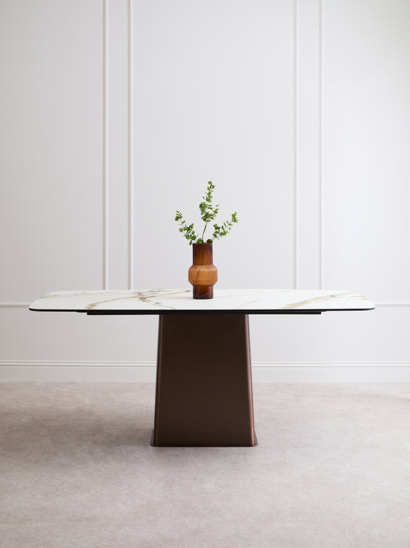 Aurora White Ceramic Marble Effect Rectangular Dining Table