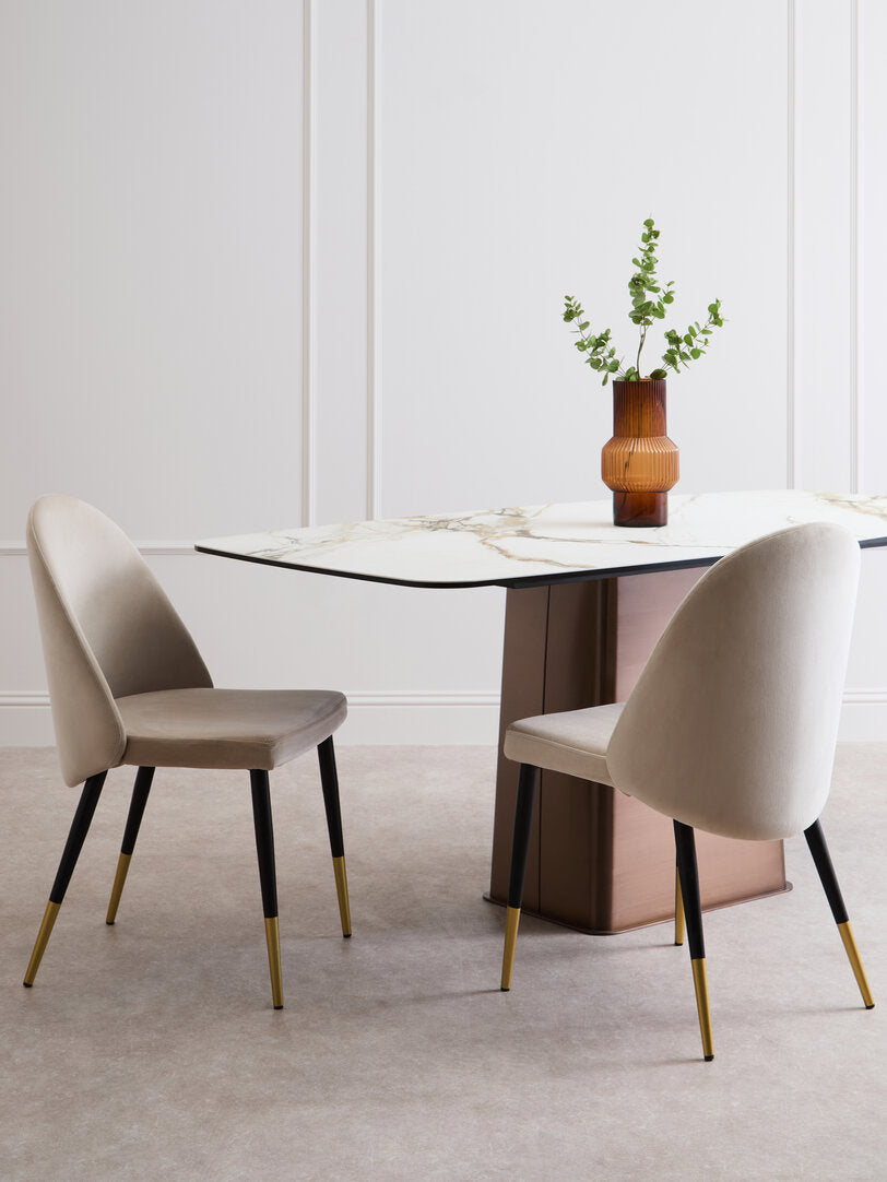 Aurora White Ceramic Marble Effect Rectangular Dining Table