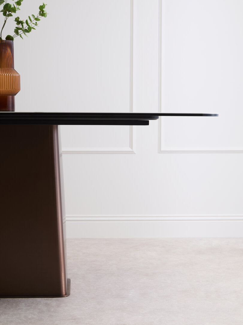 Aurora White Ceramic Marble Effect Rectangular Dining Table