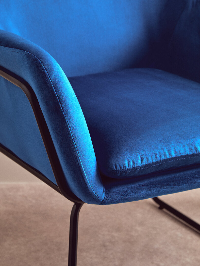 Amalfi Midnight Velvet and Black Frame Armchair