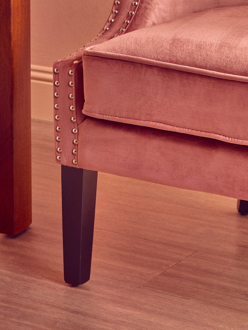 Savoy Pink Velvet Studded Chair