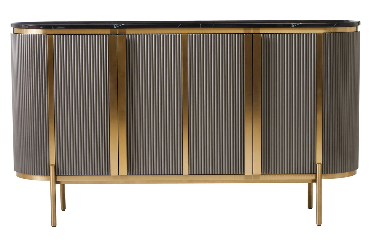 Ingleton Grey Four Door Sideboard with Black Marble Top