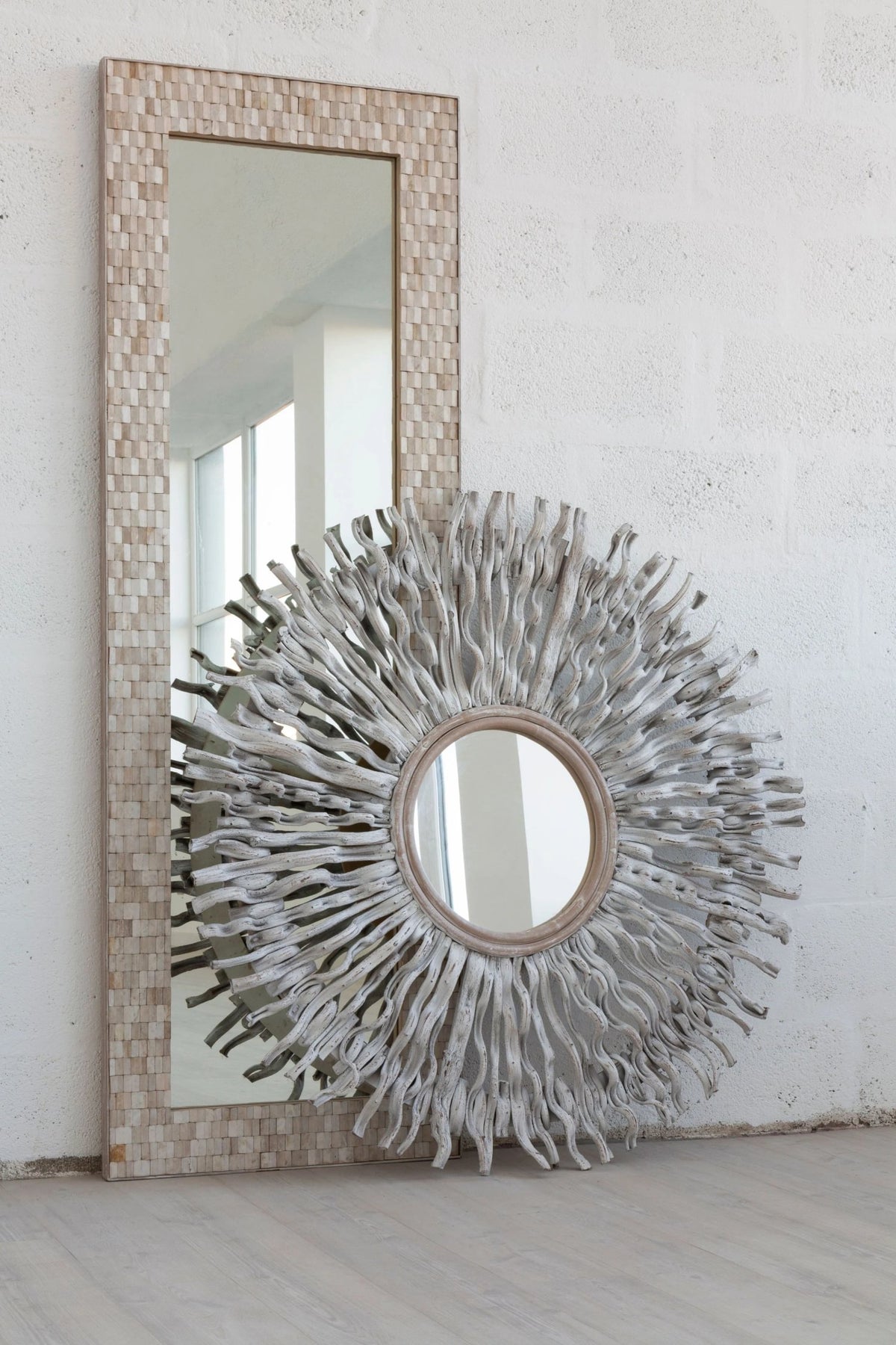 Rosedale White Wash Mosaic Full Length Wall Mirror