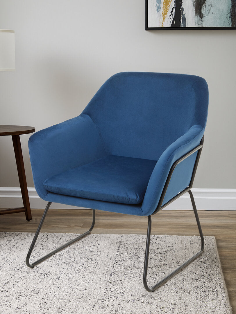 Amalfi Midnight Velvet and Black Frame Armchair