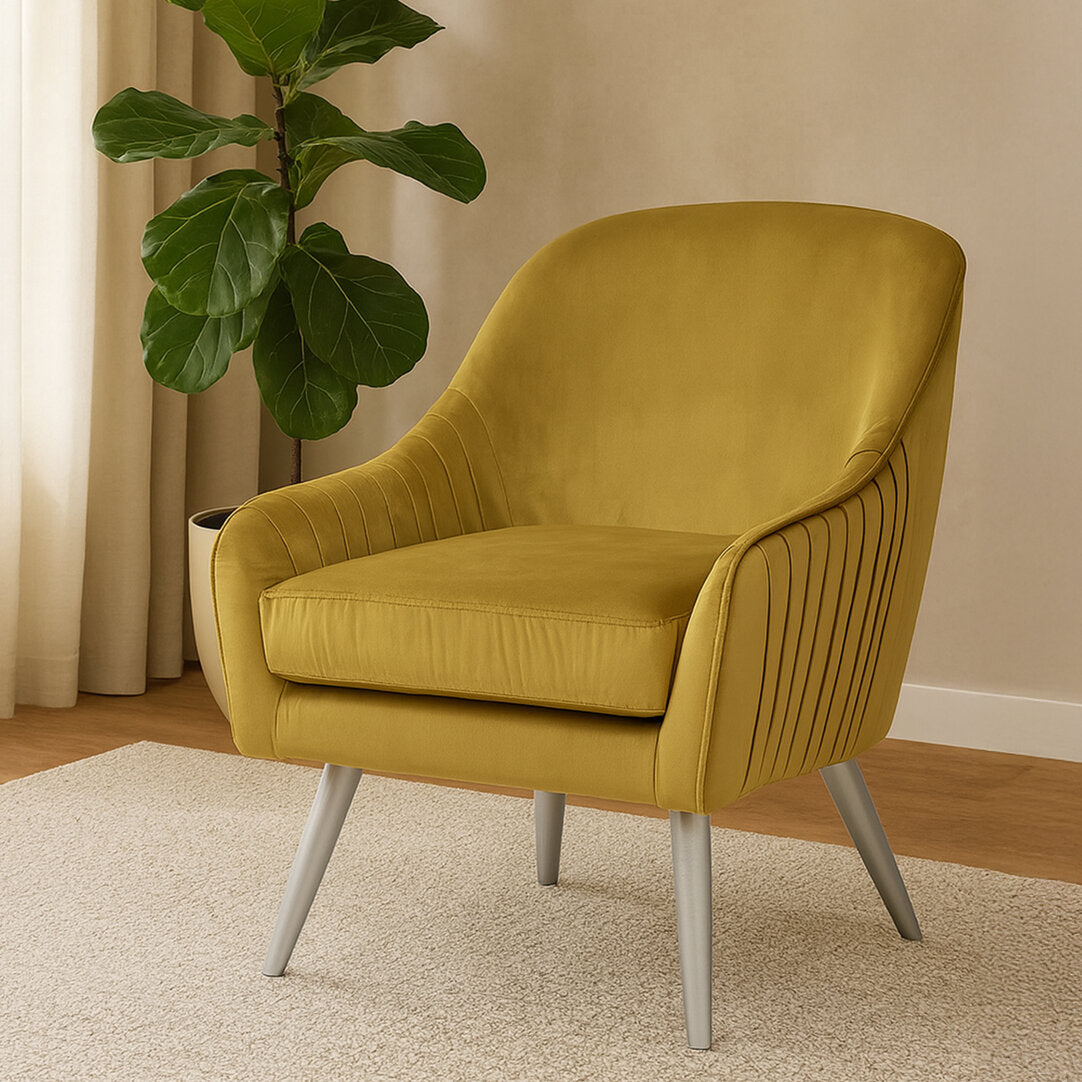 Como Mustard Velvet Armchair