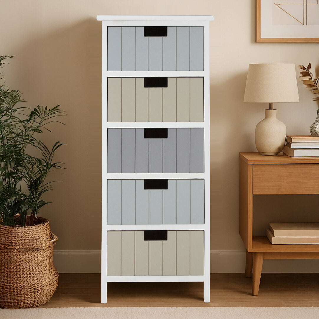 Belgravia England White 5 Drawers Chest