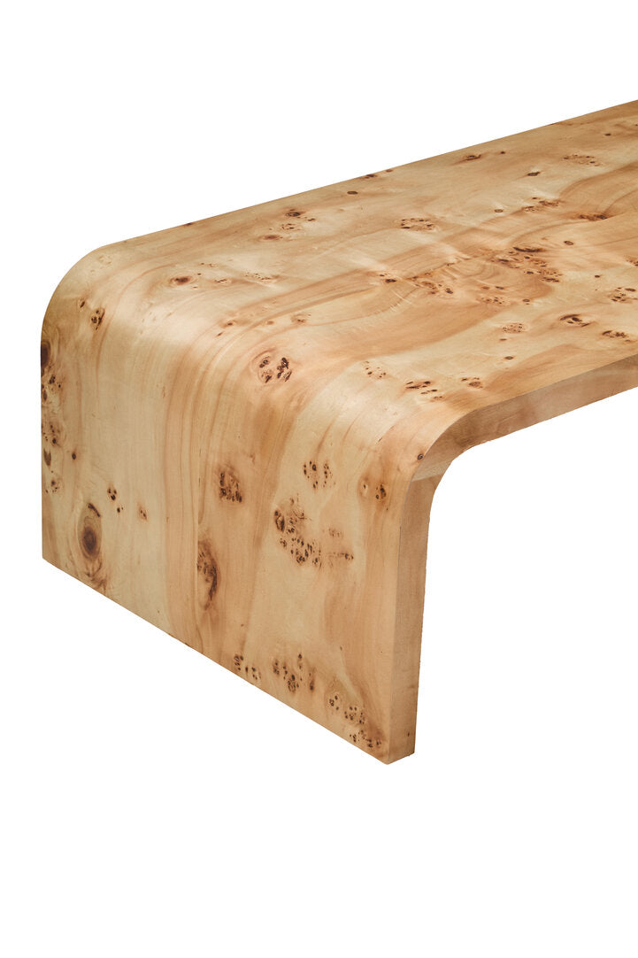 Stirling Burl Wood Design Curved Coffee Table