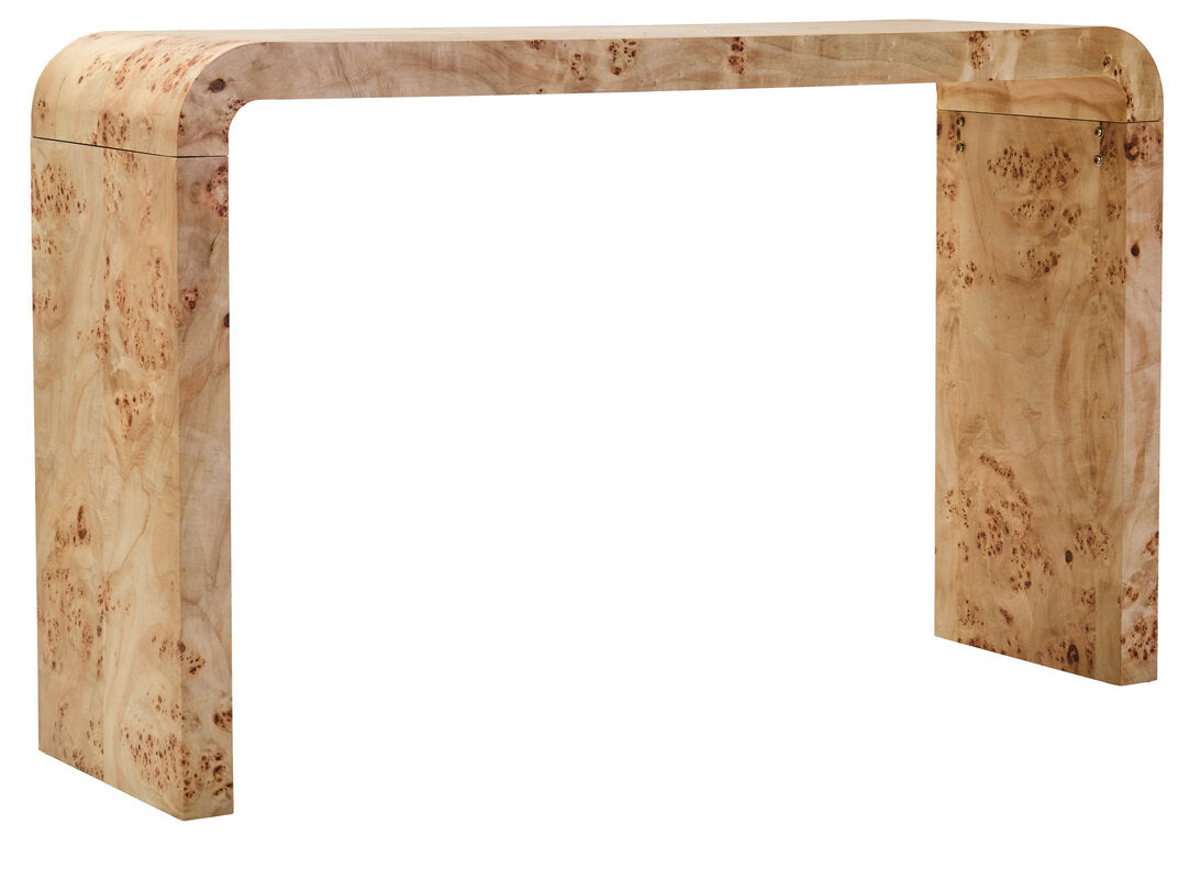 Stirling Burl Wood Design Curved Console Table