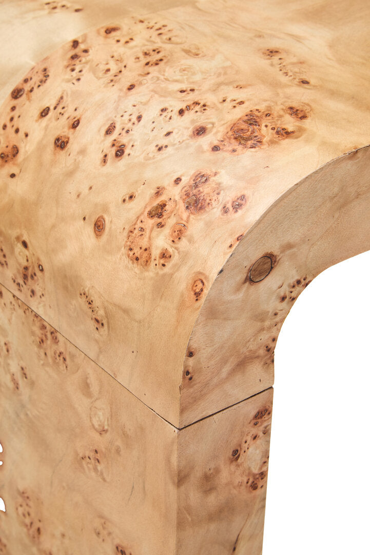 Stirling Burl Wood Design Curved Console Table