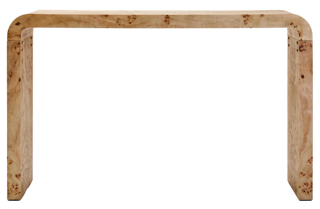 Stirling Burl Wood Design Curved Console Table