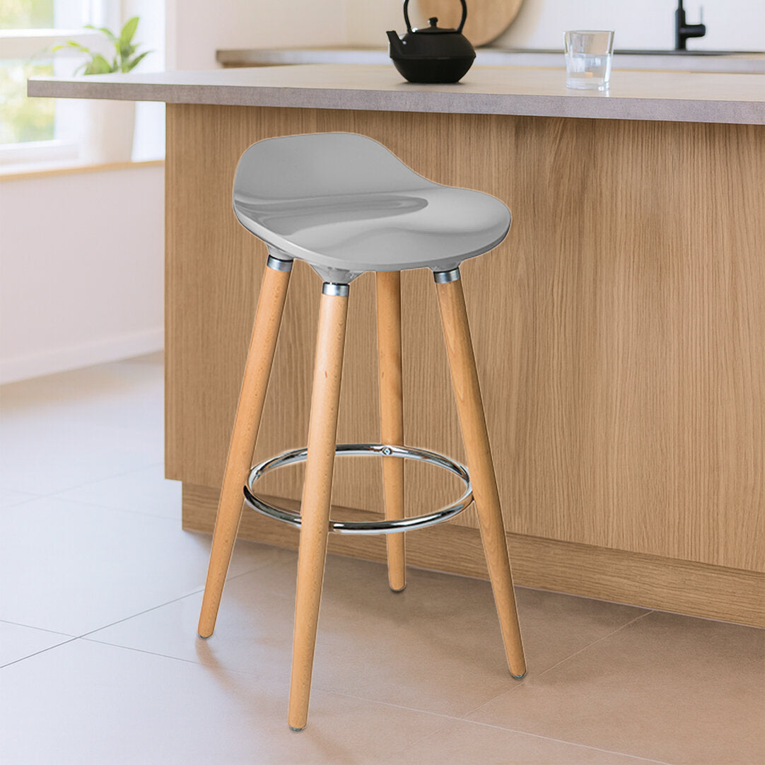 Richmond Taupe Abs And Beech Wood Bar Stool