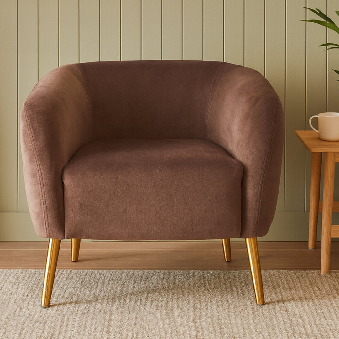 Como Grey Velvet Round Armchair