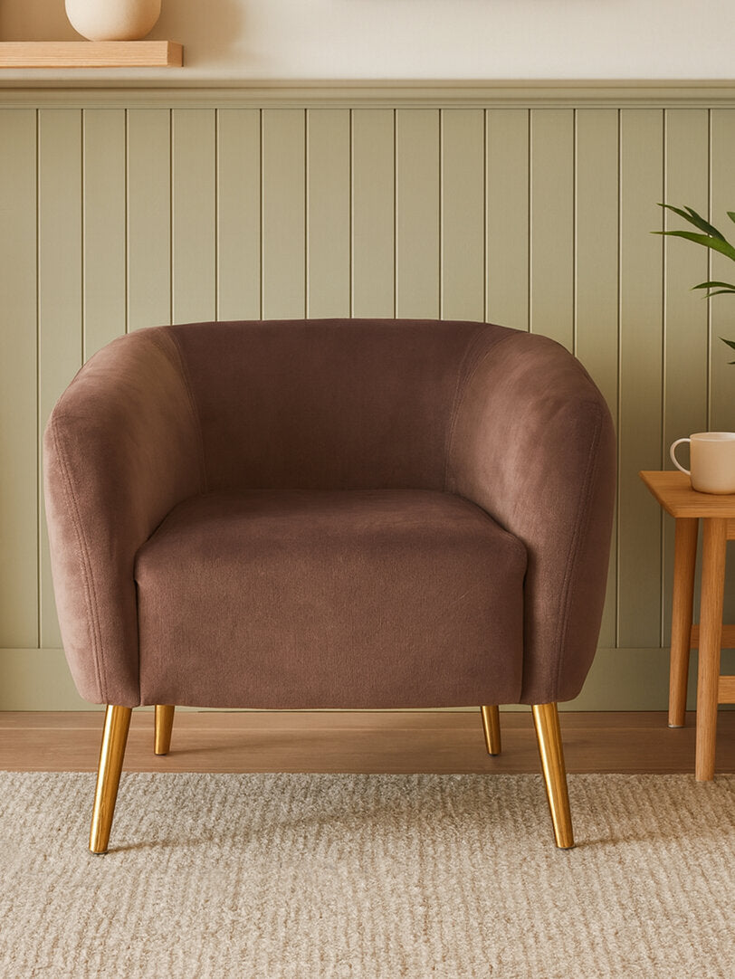 Como Grey Velvet Round Armchair