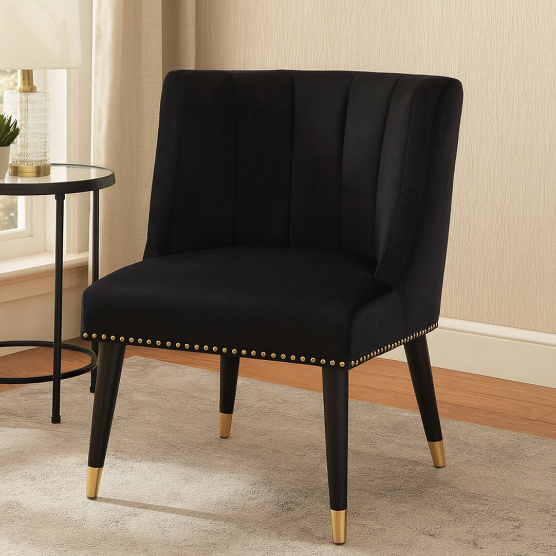 Lisbon Black Velvet Chair With Black Legs