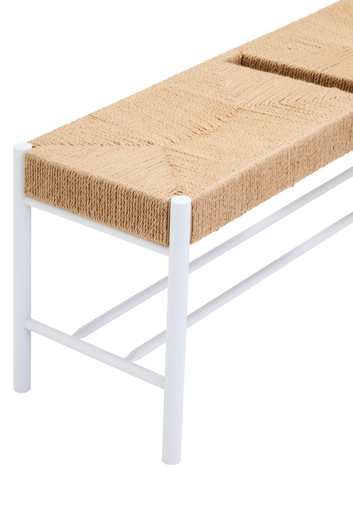 Harrogate Large Natural Rope and White Wood Bench