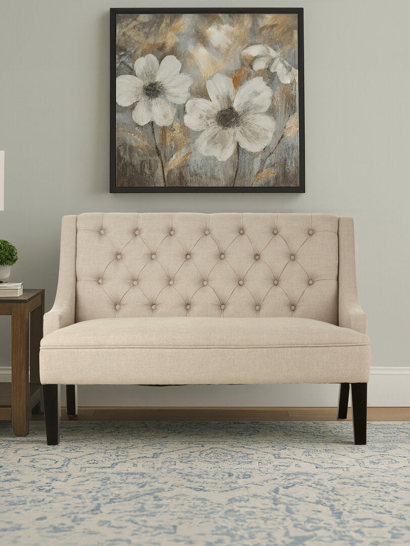 Lisbon High Back Natural Linen Bench