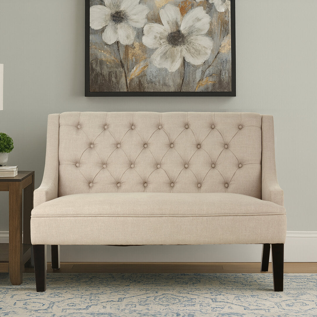 Lisbon High Back Natural Linen Bench