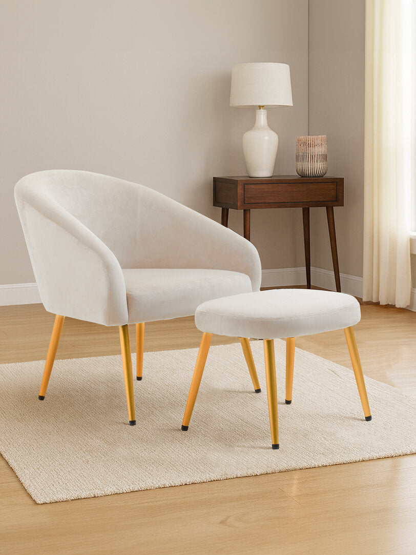 Hudson Beige Chair And Footstool
