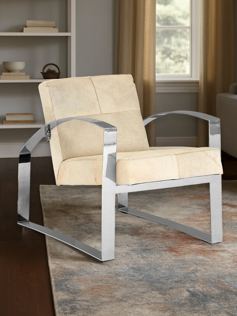 Vienna Townhouse Hairon Leather Chair With Steel Legs