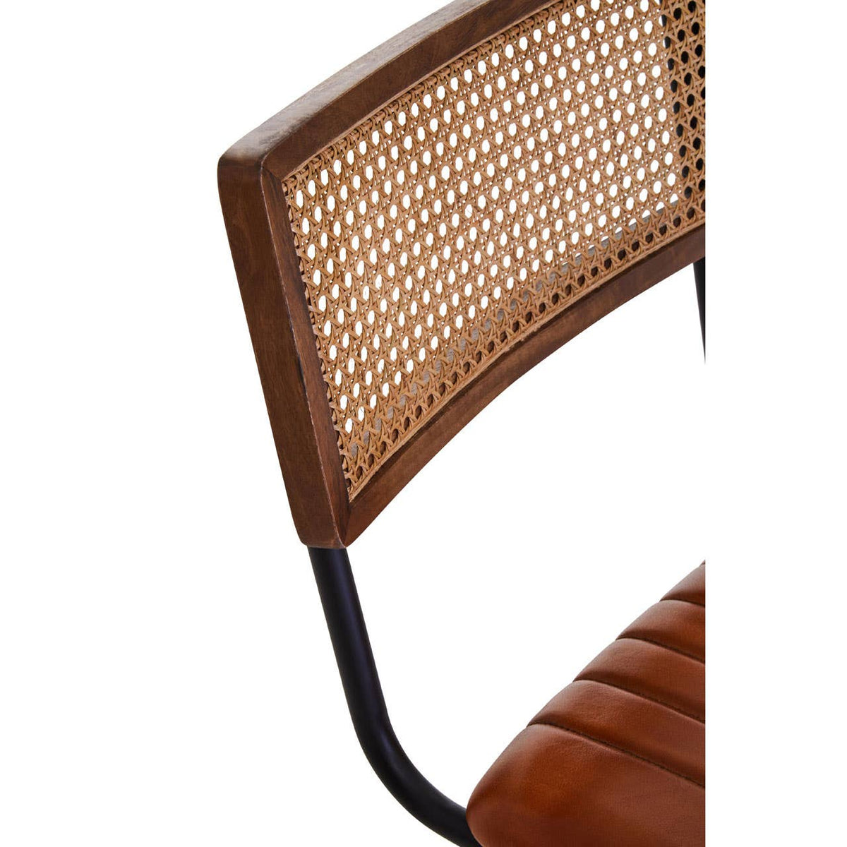 Verona Tan Leather and Rattan Bar Chair
