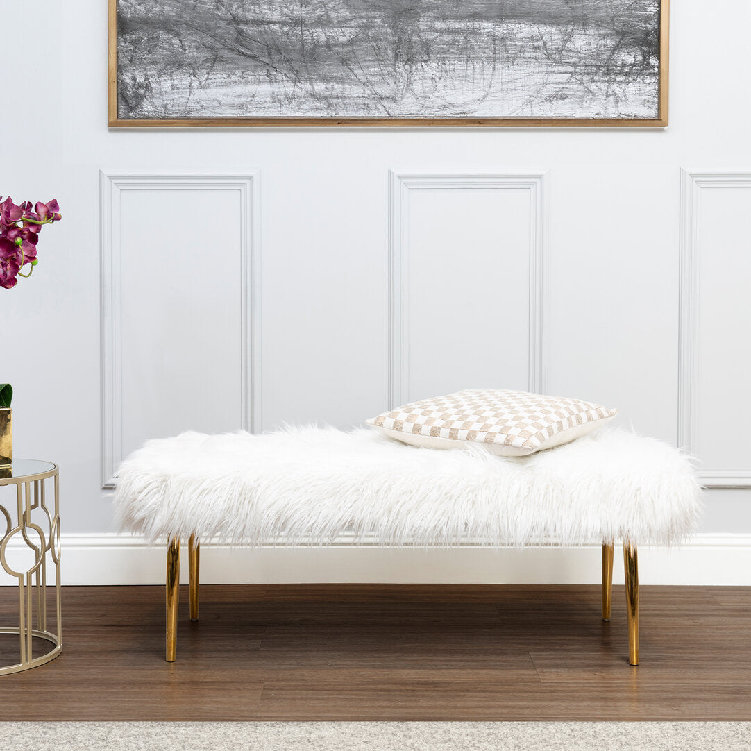 Sorrento Fur Effect Bench with Gold Legs