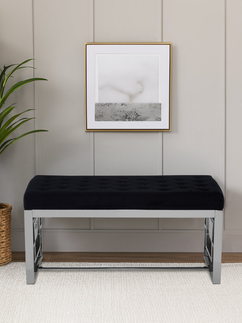 Aurora Black Tufted Bench