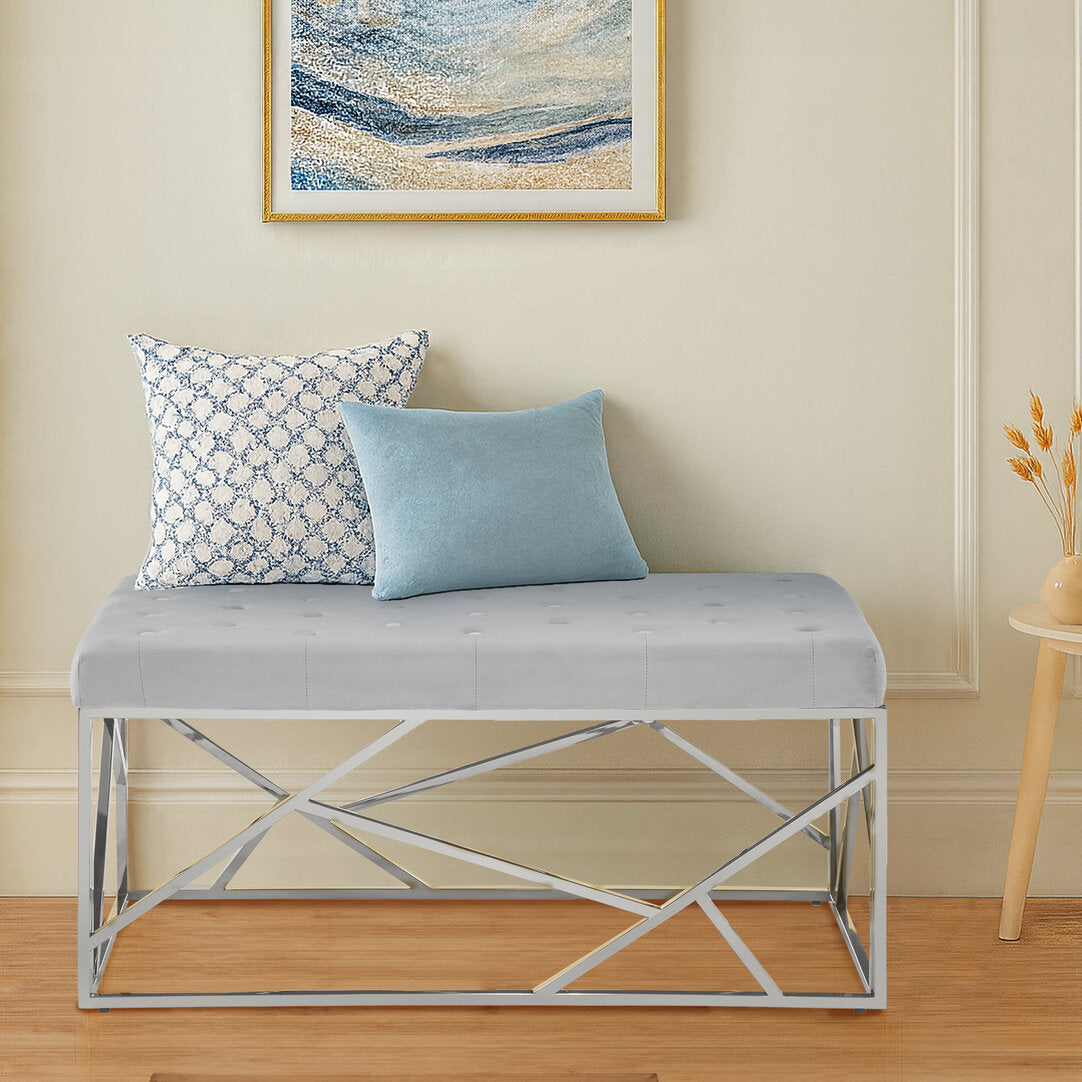 Aurora Powder Blue Geometric Bench
