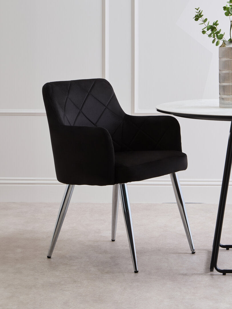 Devon Black Velvet Splayed Dining Chair