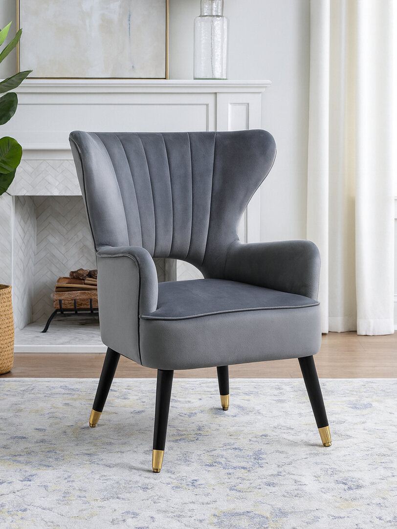 Bristol Grey Velvet Armchair