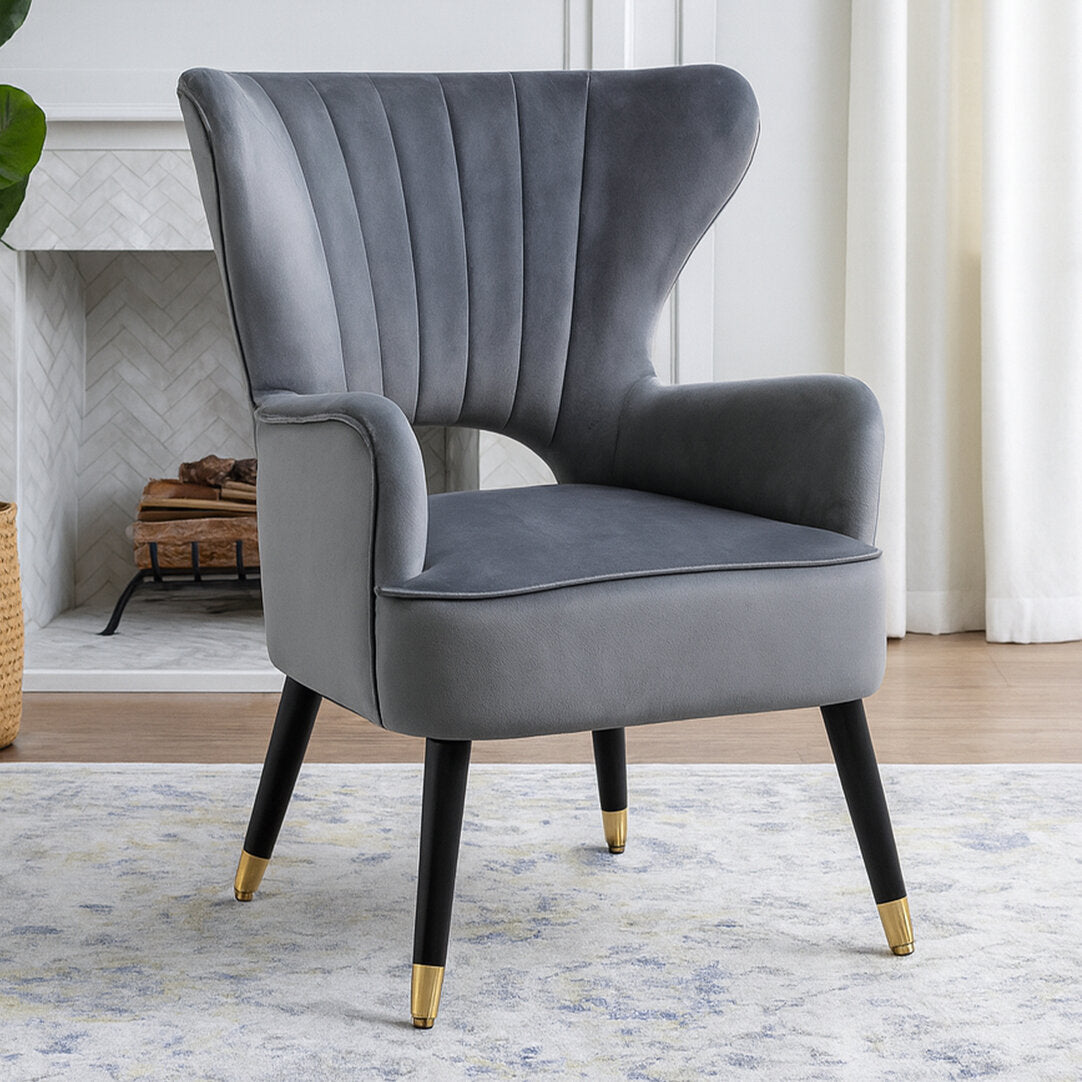 Bristol Grey Velvet Armchair