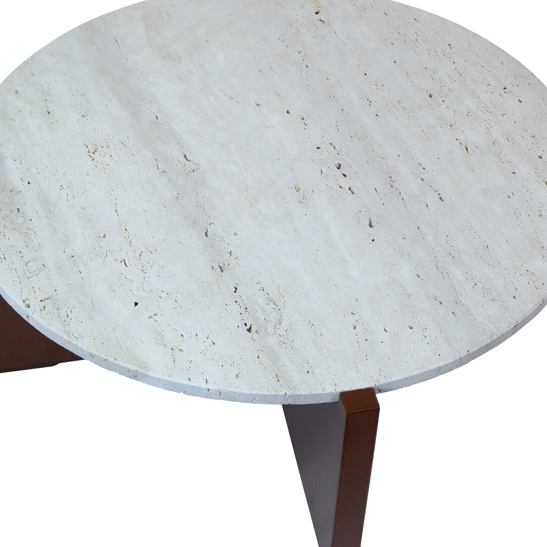 Siena Travertine Top Coffee Table With Acacia Wood Frame