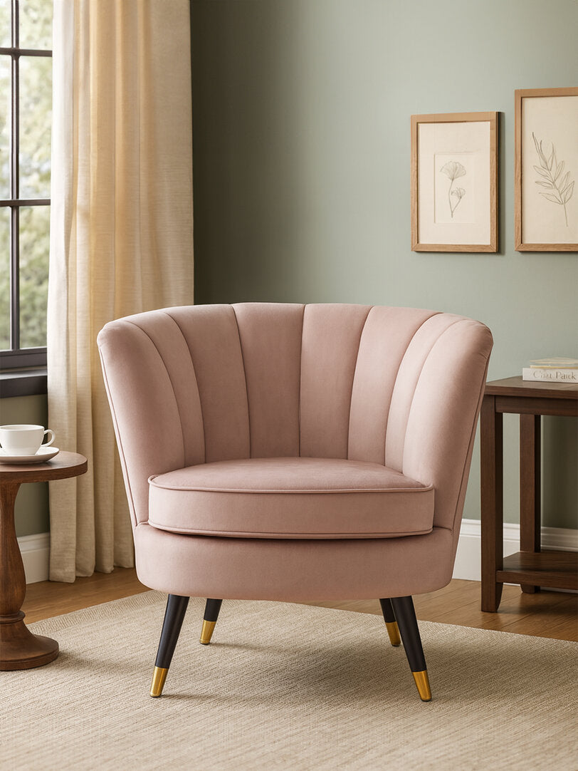 Regent Dusky Pink Velvet Shell Accent Chair