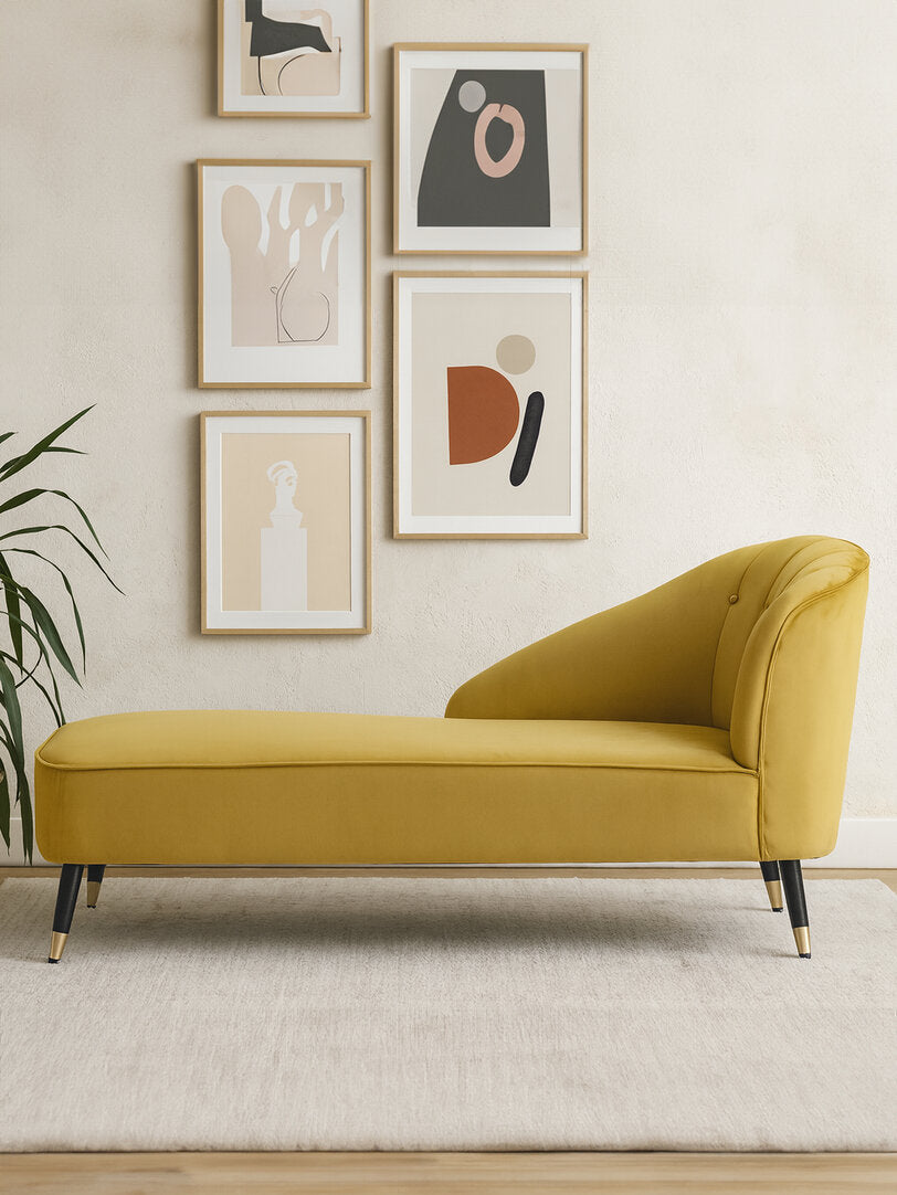 Balmoral Mustard Velvet Right Hand Chaise Longue