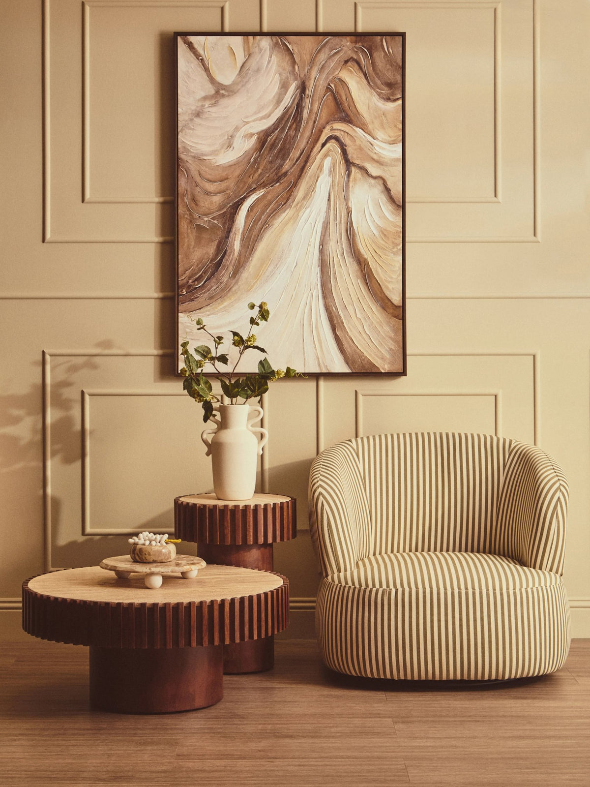 Prestbury Round Travertine and Mango Wood Coffee Table