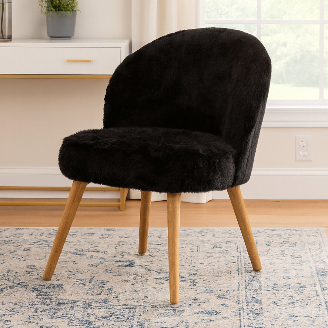 Lisbon Black Fur Effect Chair