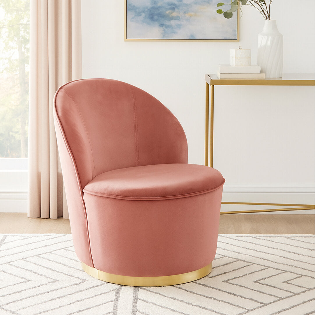 Devon Dusty Pink Velvet Gold Base Chair