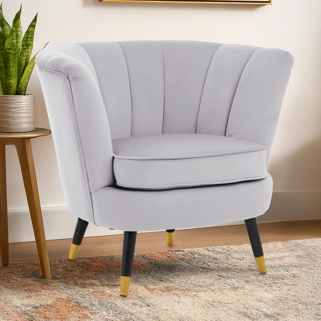 Regent Grey Velvet Shell Accent Chair