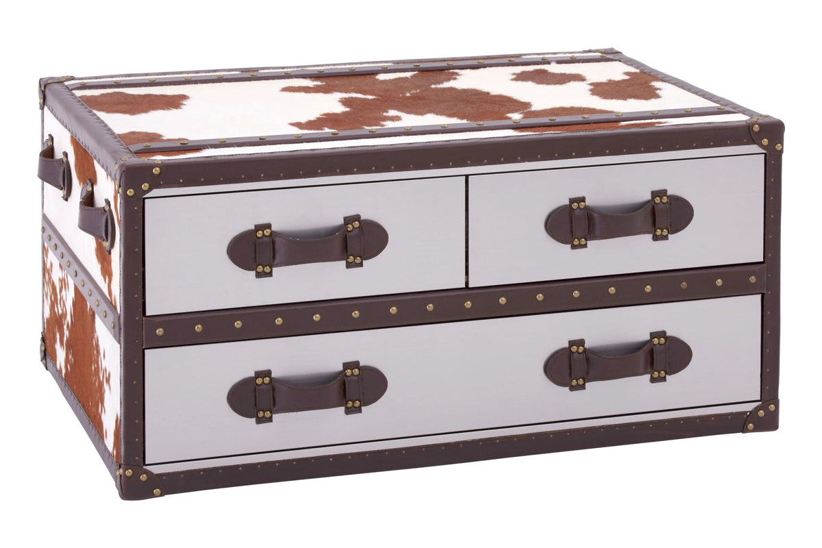 Vienna Brown and White Hair Ob Leather Coffee Table