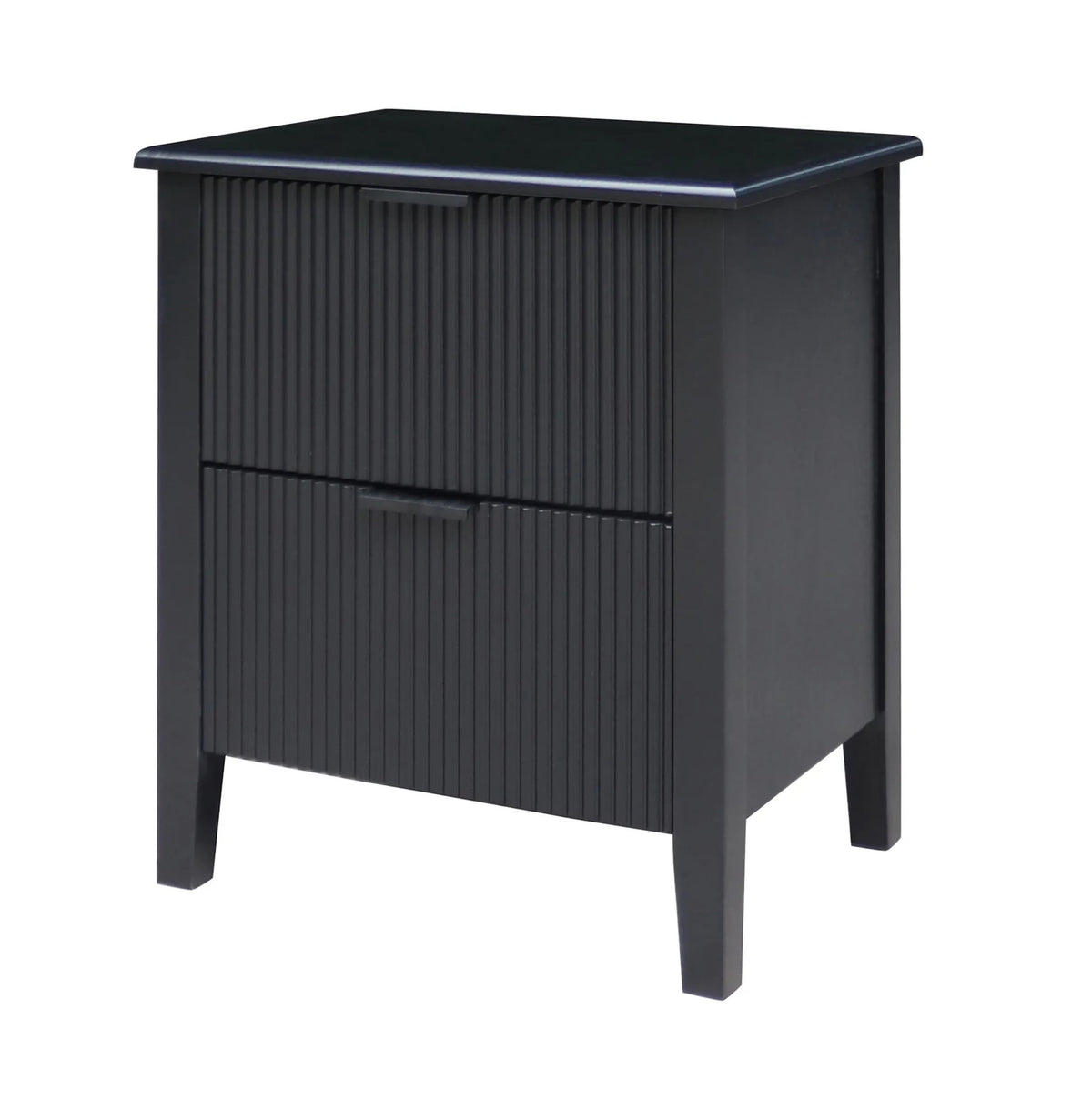 Savoy Black Ridge Detail Two Drawer Wooden Bedside Table