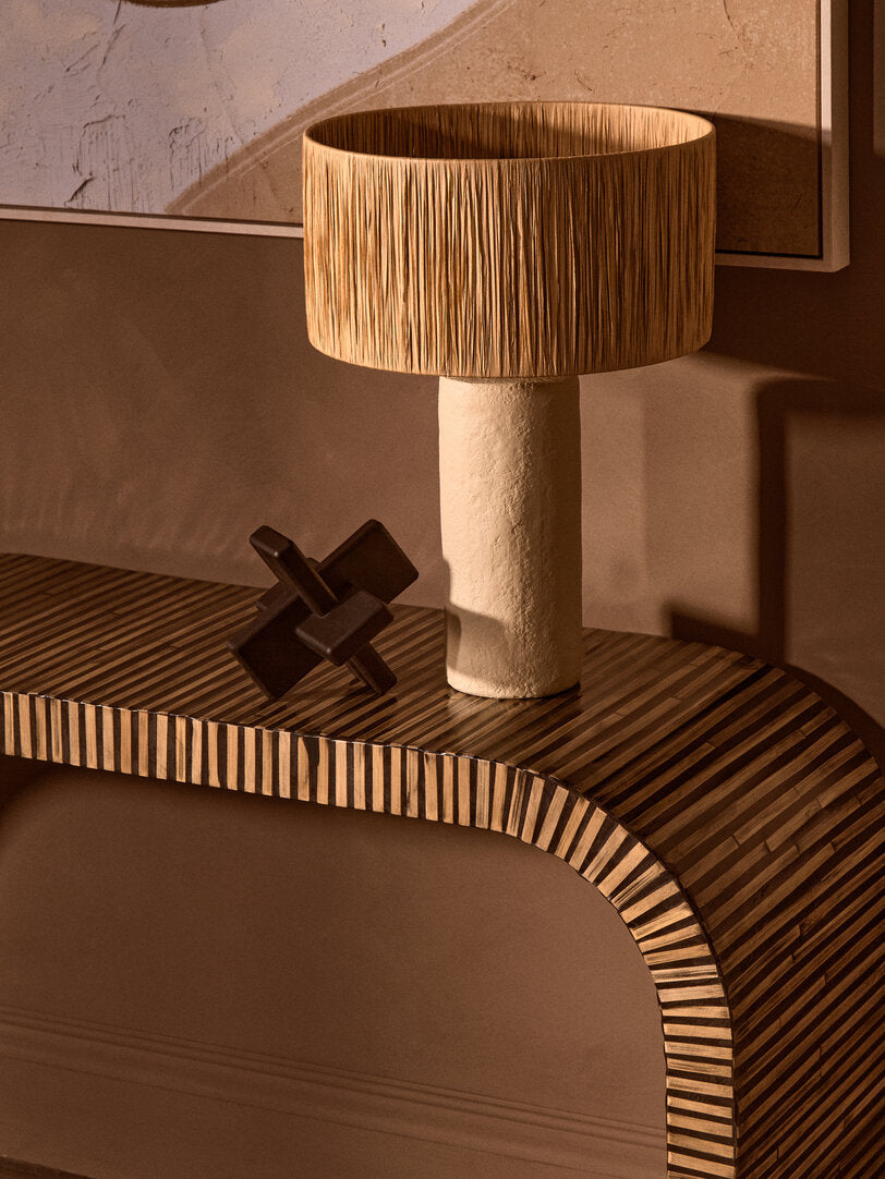 Milan Bamboo Inlay Curved Console Table