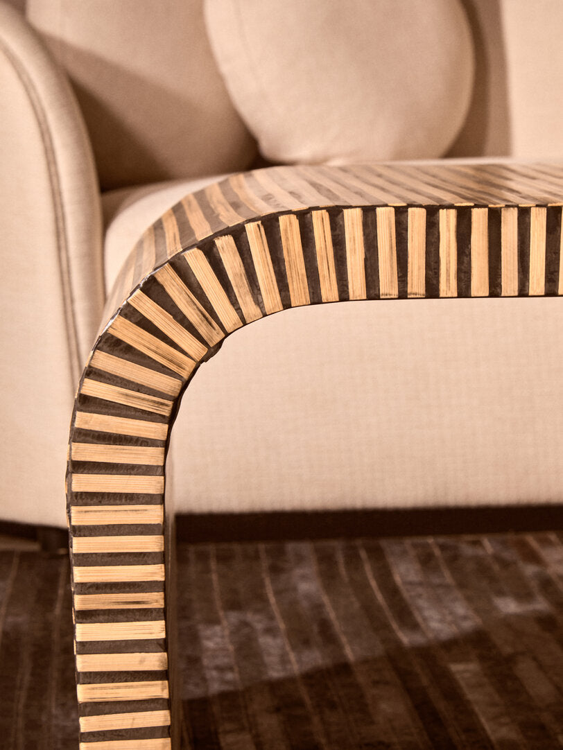 Milan Bamboo Inlay Curved Coffee Table