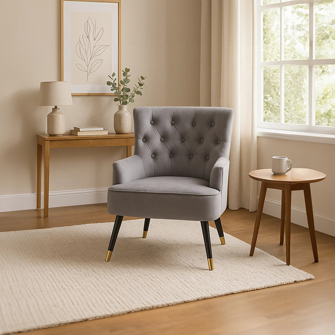 Regent Grey Velvet Tufted Chair